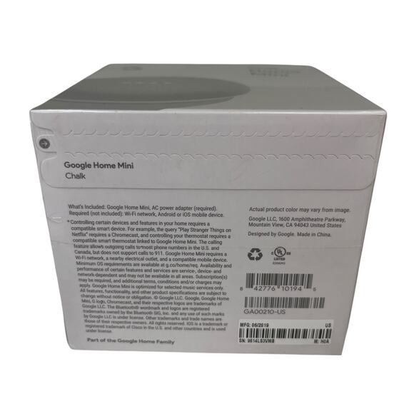 Google Home Mini Smart Speaker Google Assistant Chalk GA00210-US New - Picture 3 of 10
